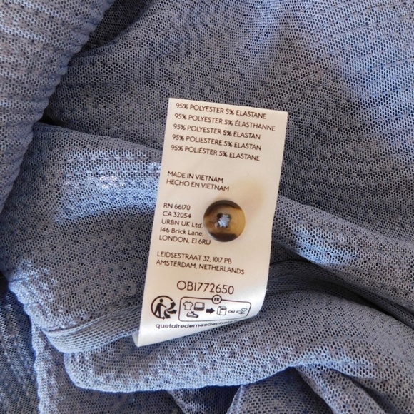 Anthropologie PILCRO Long-Sleeve Oversized Sequin Buttondown Blue Button Up XS - Picture 14 of 16